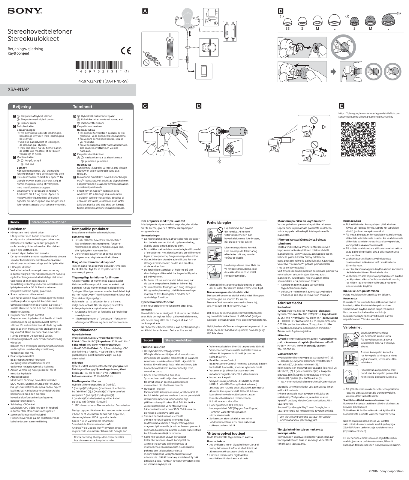 Sony XBA-N1AP User Manual