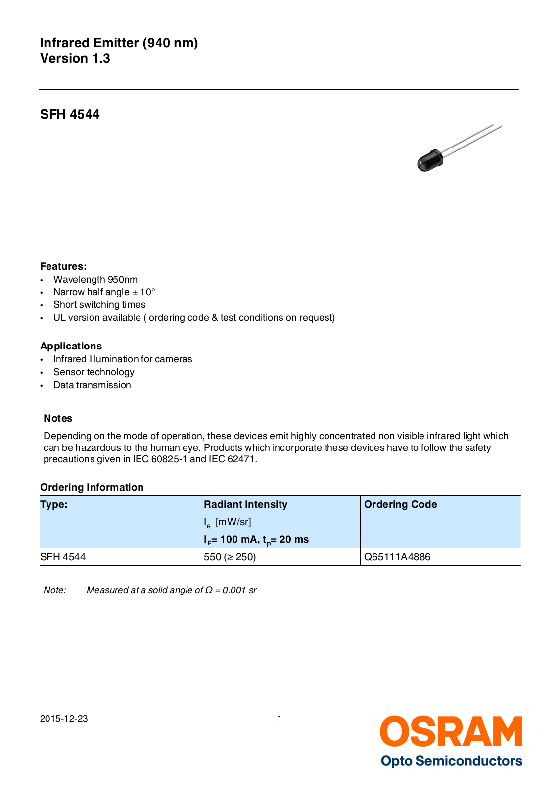 Datasheet SFH 4544 Specification - ManualMachine.com