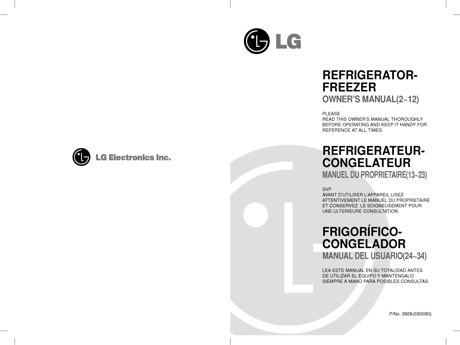 LG GR-T582GL User Manual