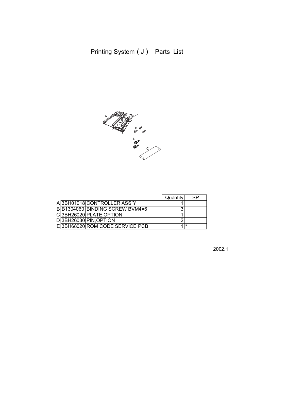 Mita-Kyocera PS-J PARTS LIST