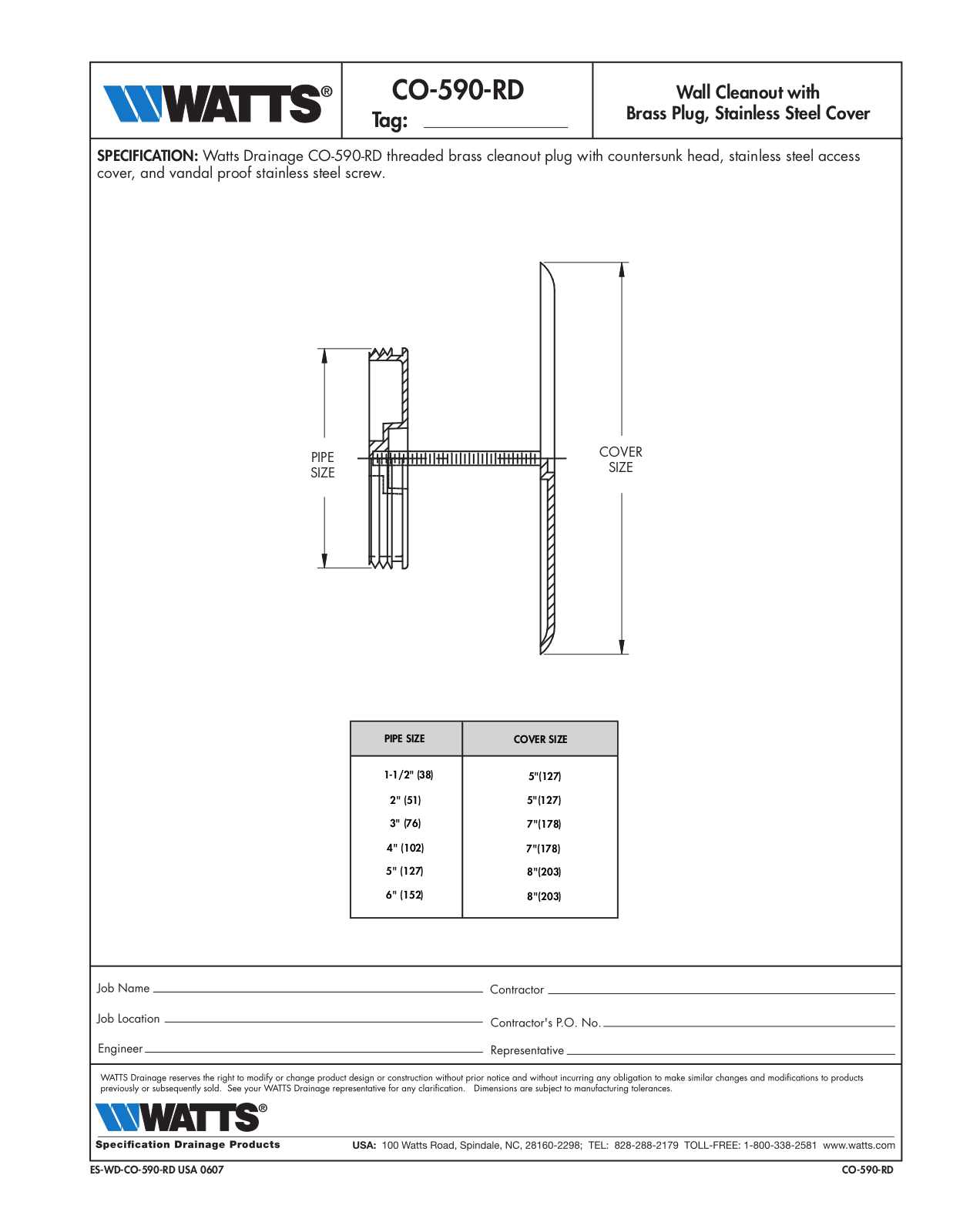 Watts CO-590-RD User Manual