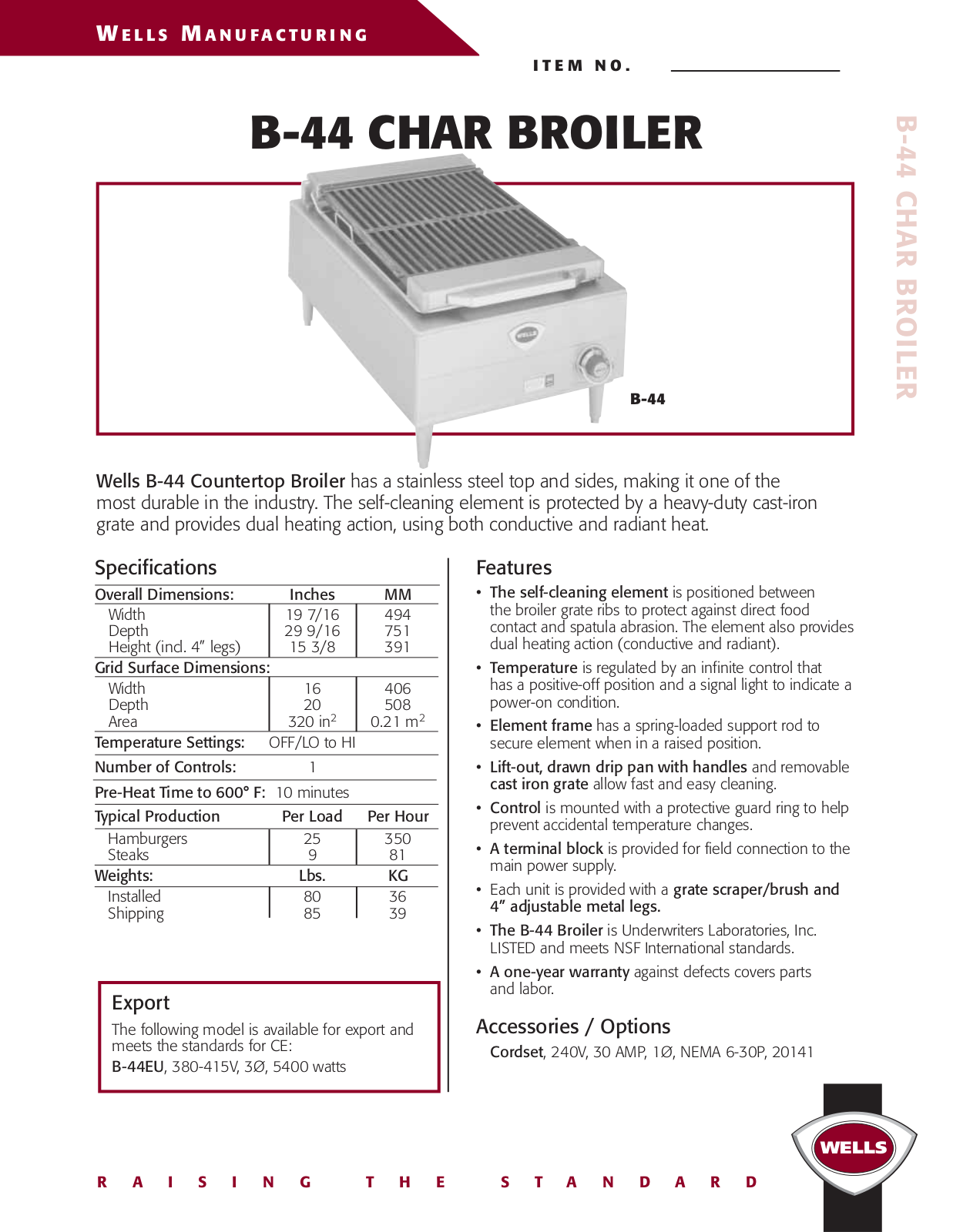 Wells B-44 User Manual