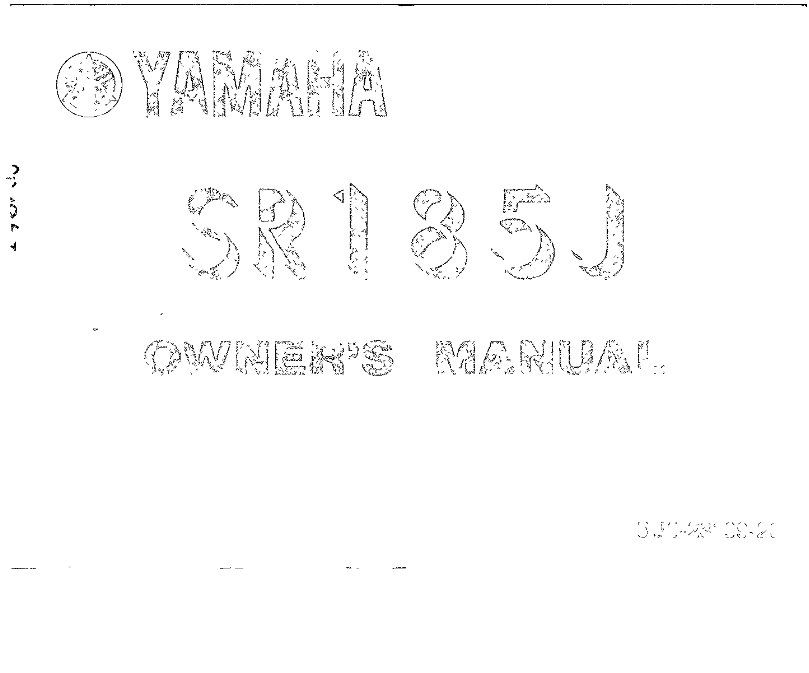 Yamaha SR185 J 1982 Owner's manual