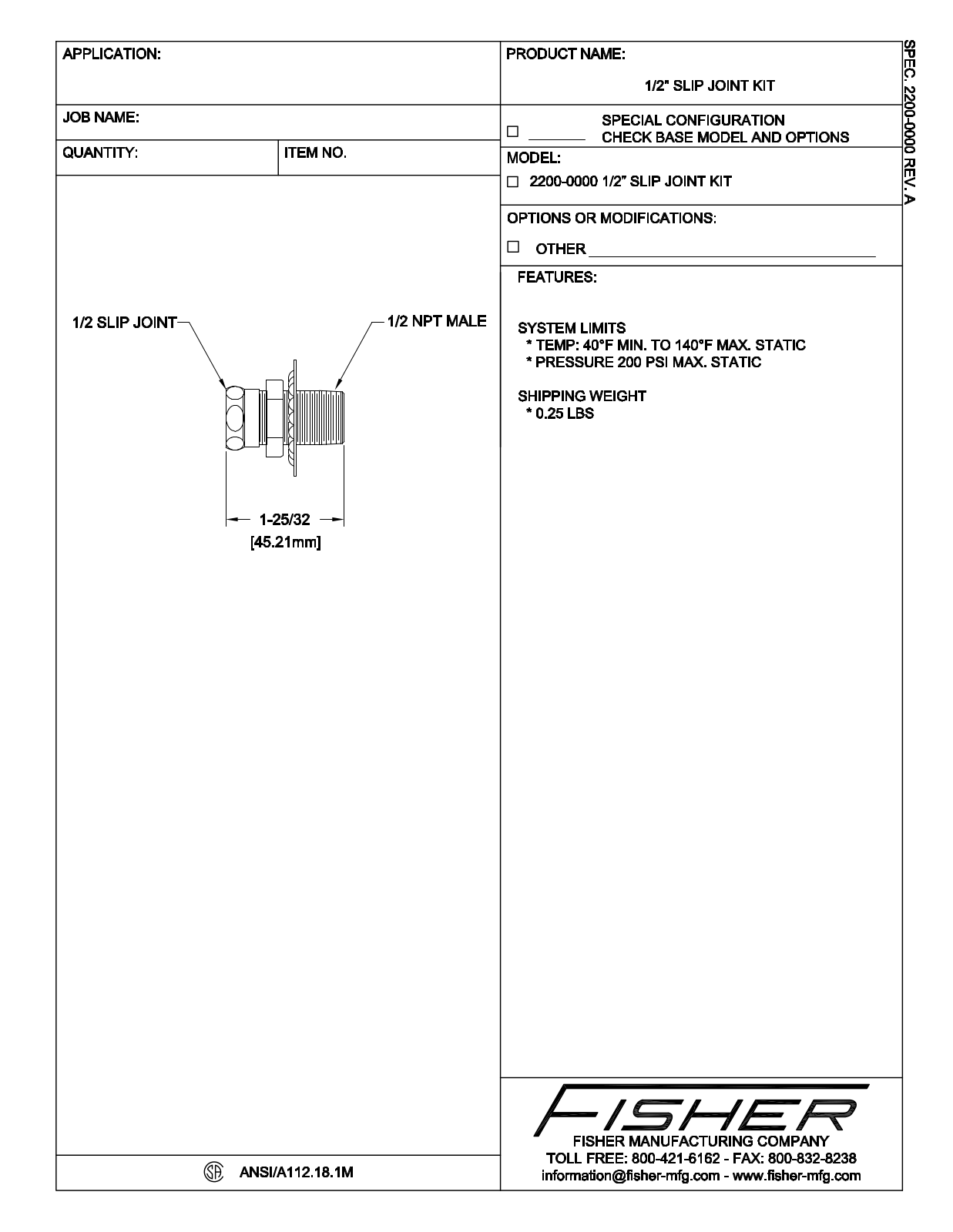 Fisher Manufacturing 2200-0000 User Manual