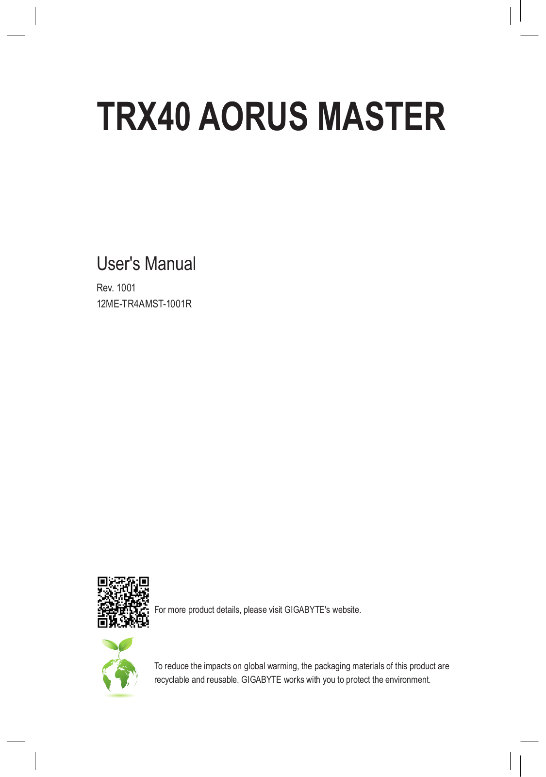 Gigabyte TRX40 Aorus Master operation manual