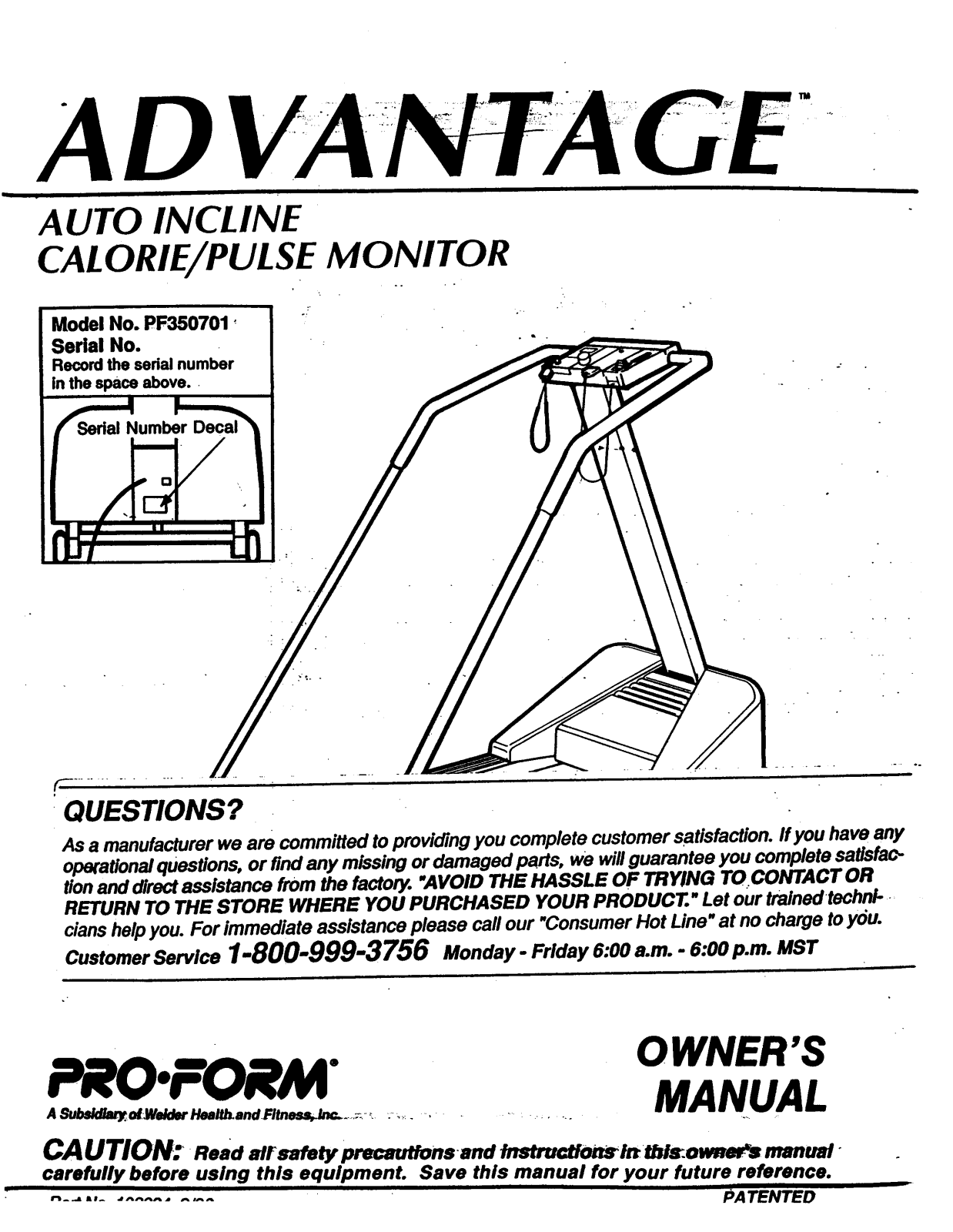 ProForm PF350701 User Manual