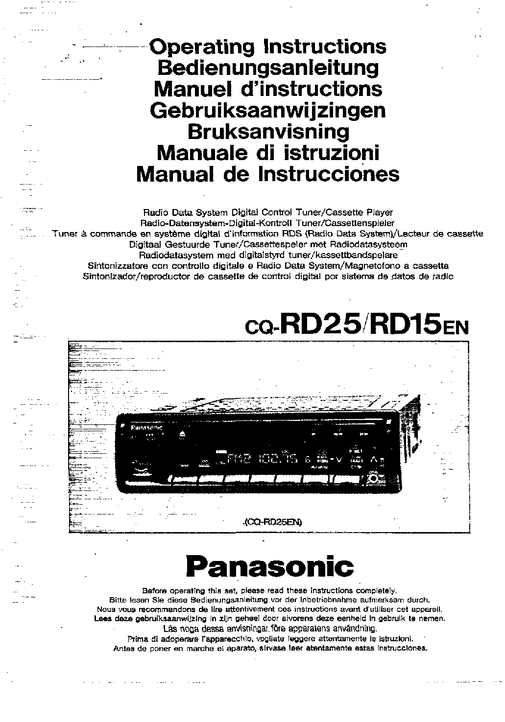 Panasonic CQ-RD25 User Manual