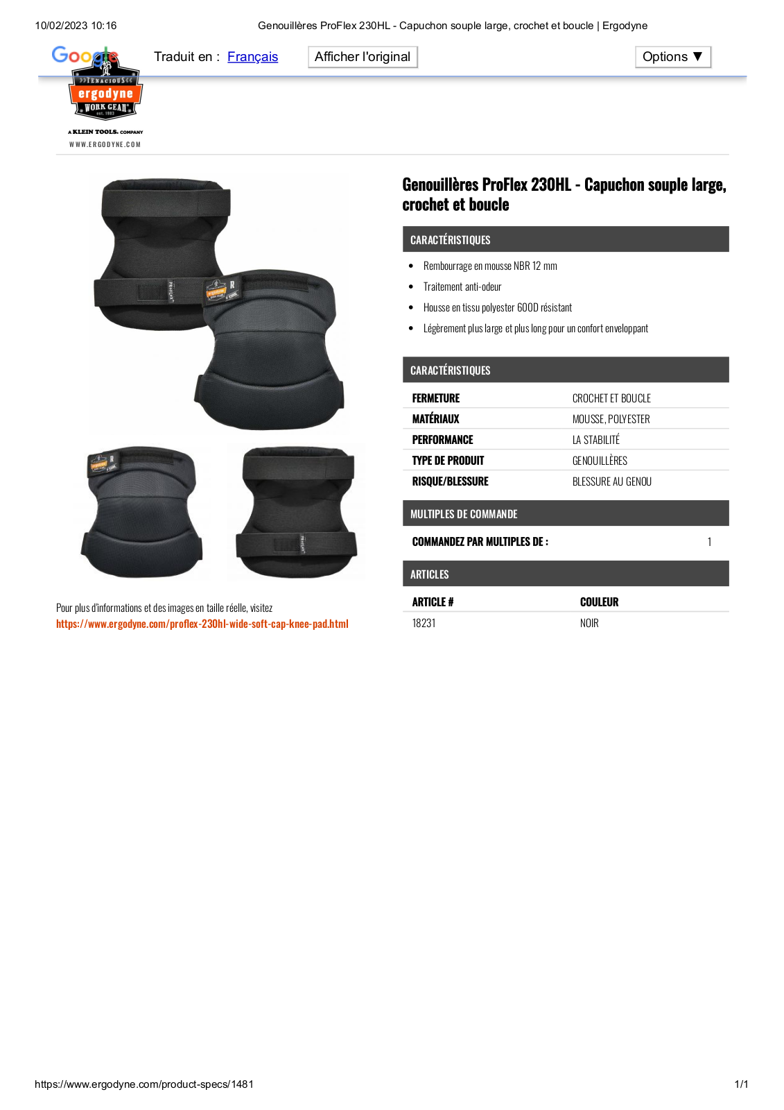 Ergodyne ProFlex 230HL Specification - ManualMachine.com