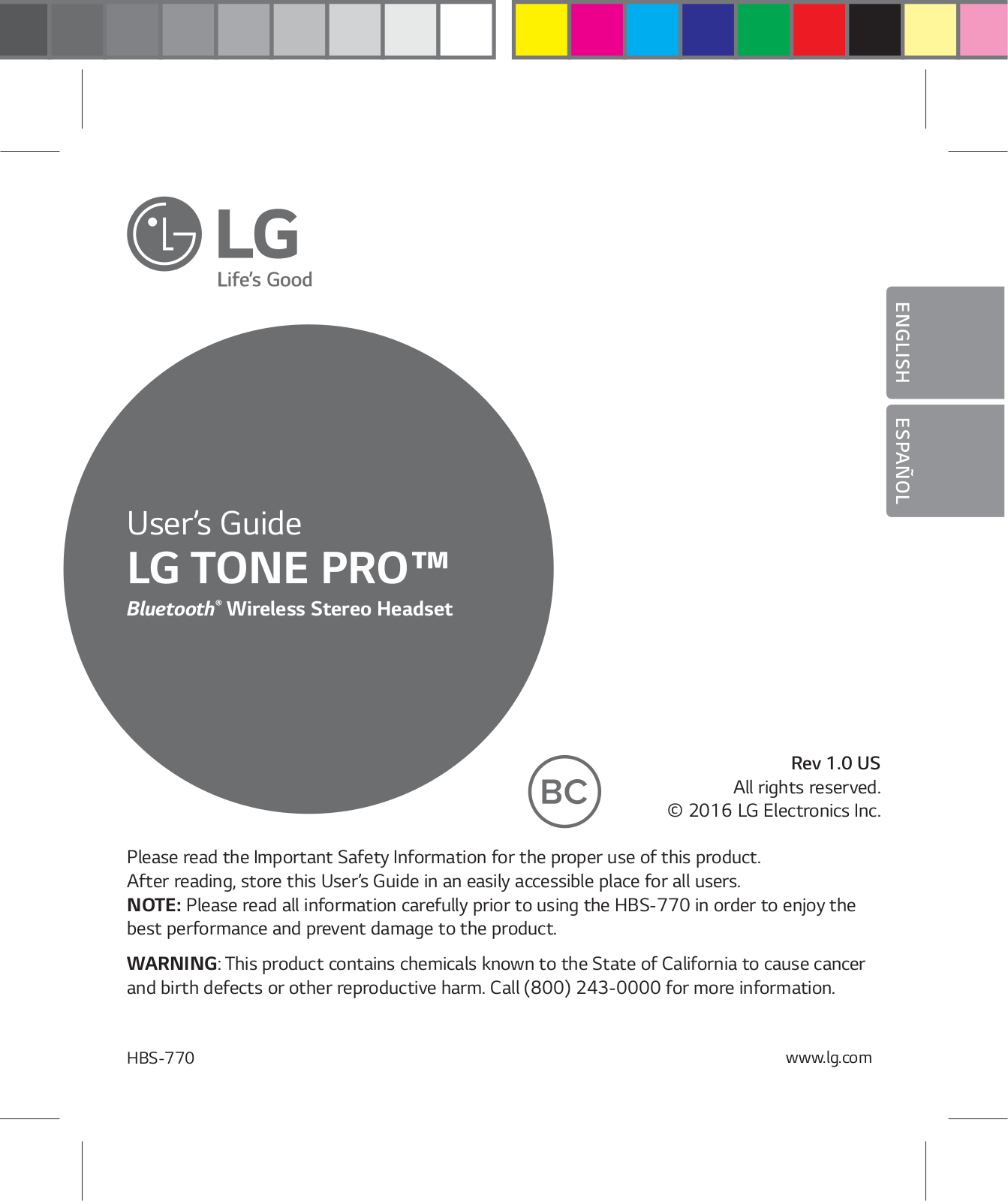 LG GHBS770 User Manual