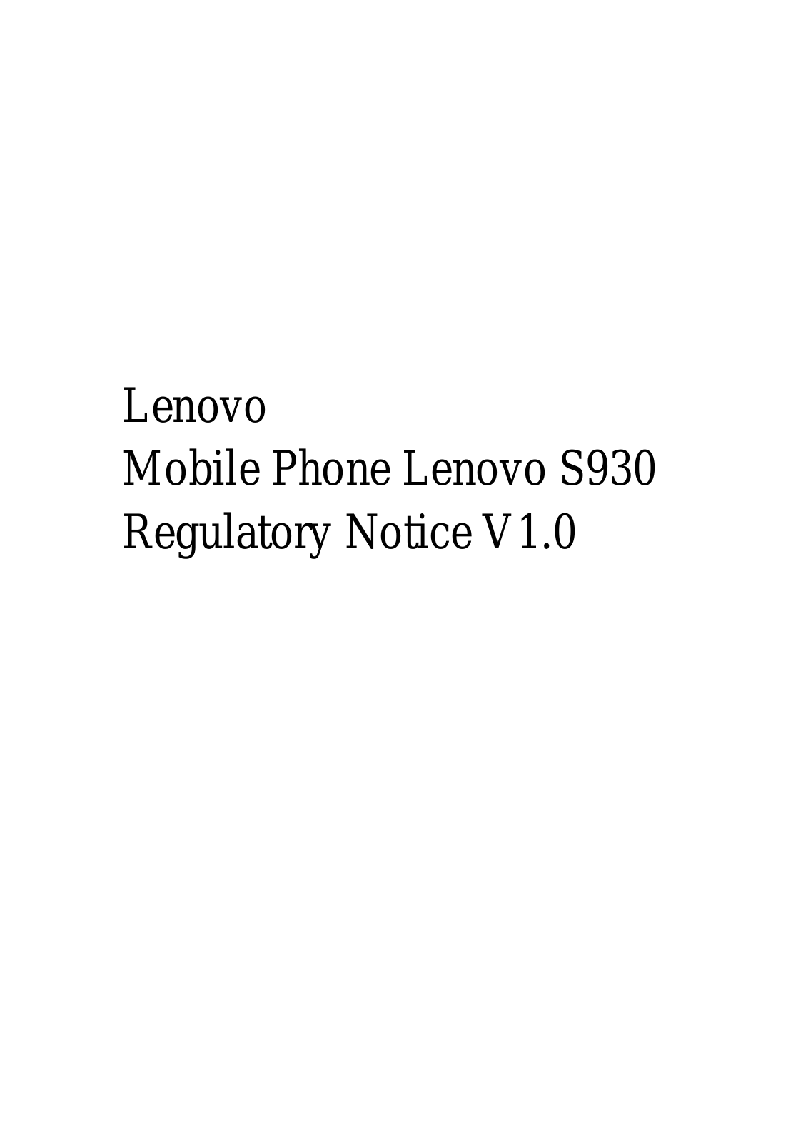 Lenovo S930 User Manual