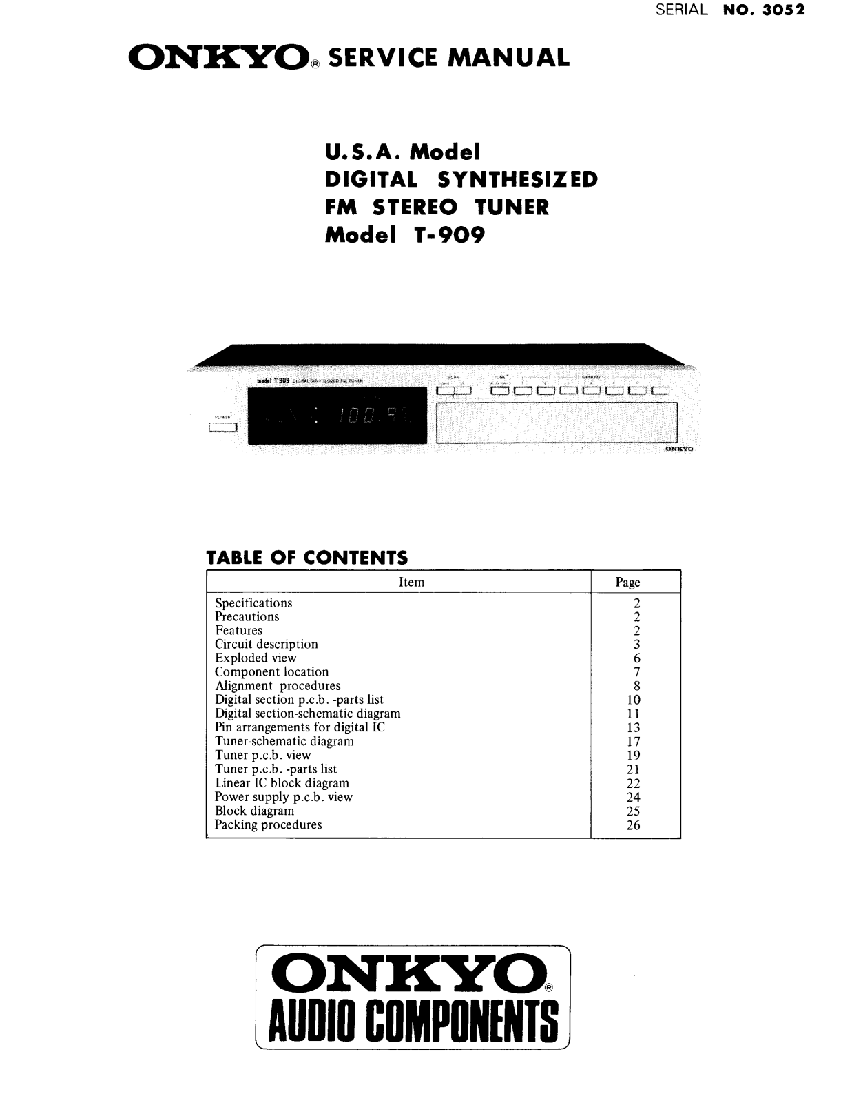 Onkyo T-909 Service manual