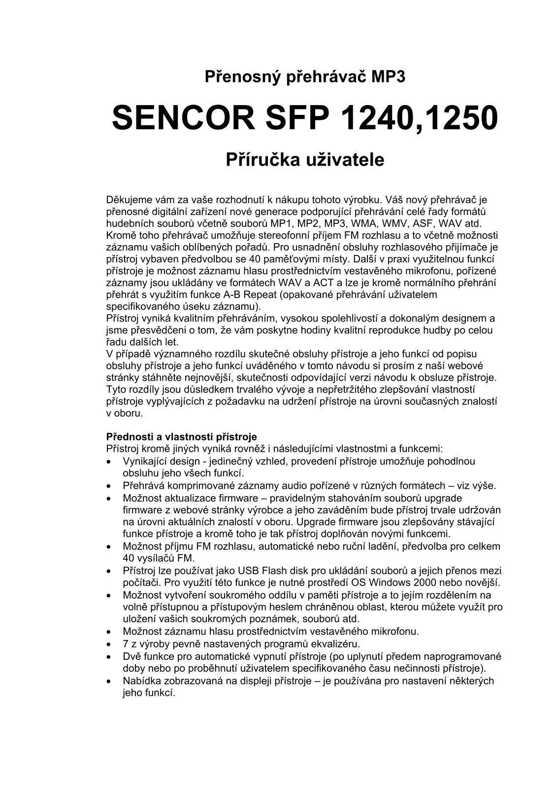 Sencor SFP 1250 User Manual