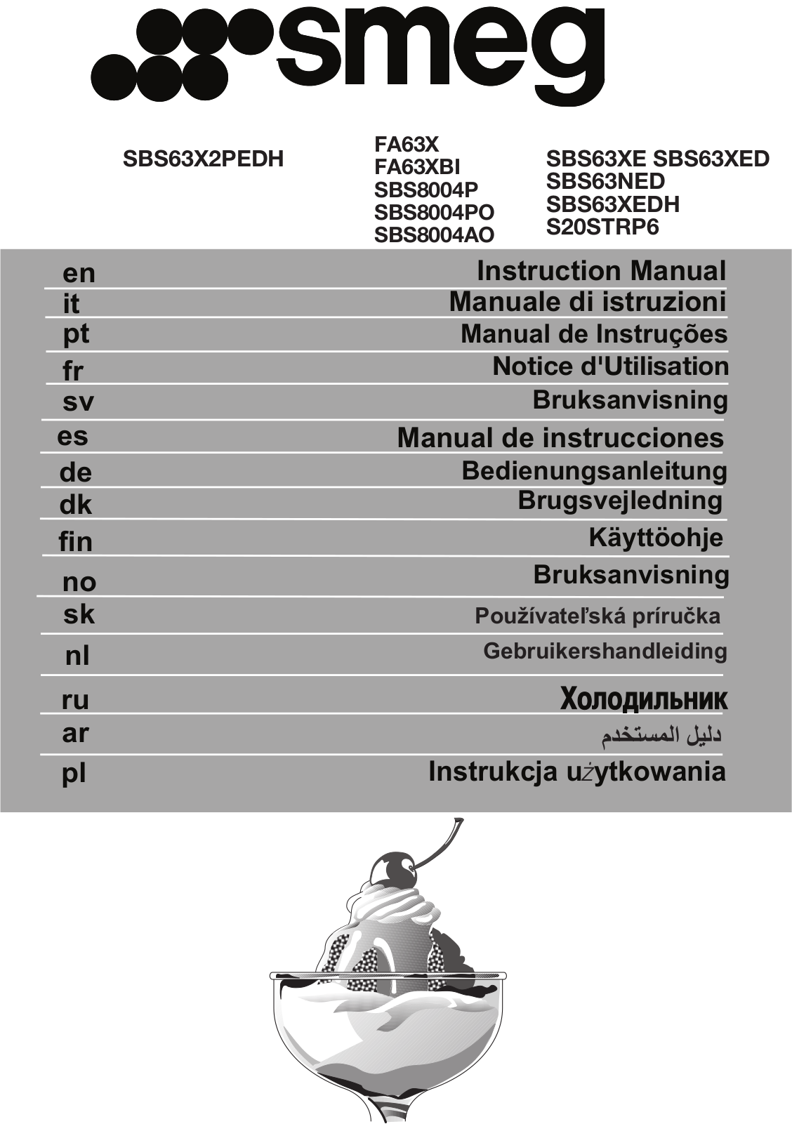 SMEG SBS8004P User Manual