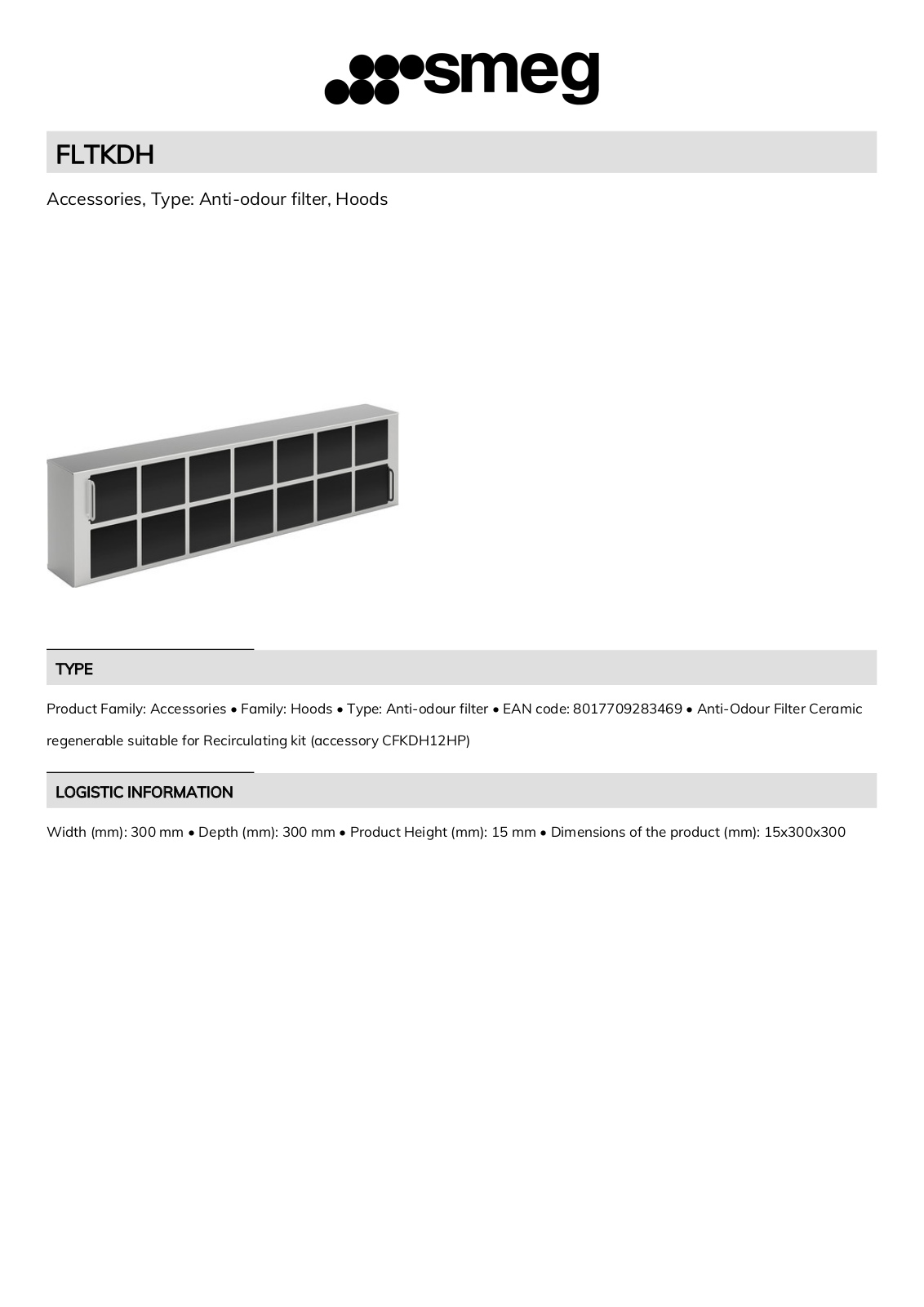 Smeg FLTKDH Technical sheet