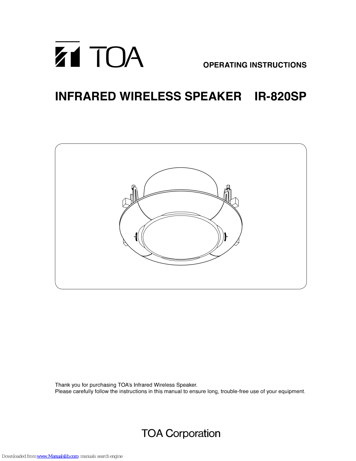 Toa IR-820SP Operating Instructions Manual