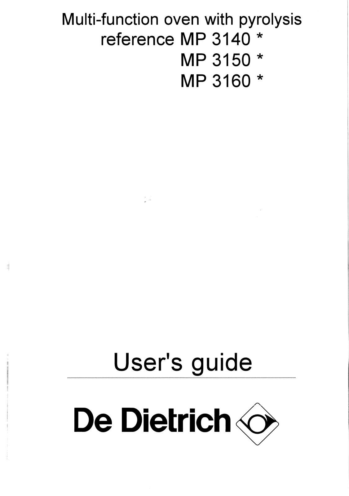 De dietrich MP3160N, MP3150N, MP3140N User Manual