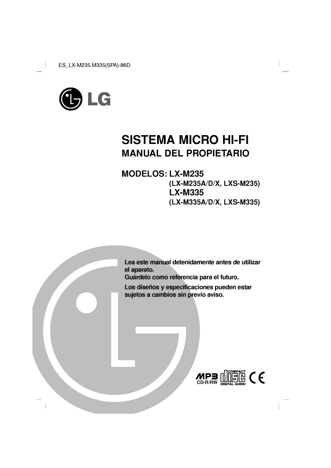 LG LX-M235D User Manual
