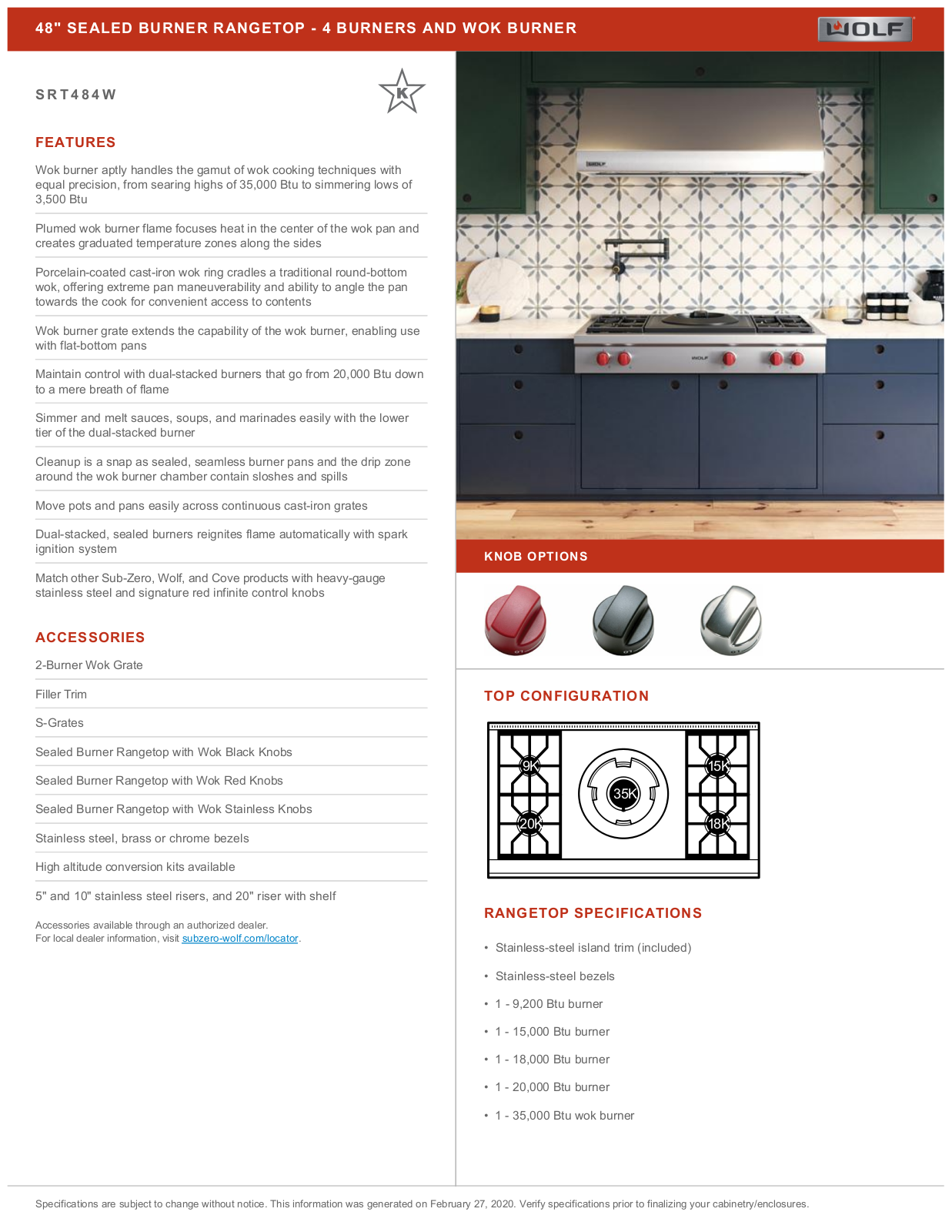 Wolf SRT484W Quick Reference Guide