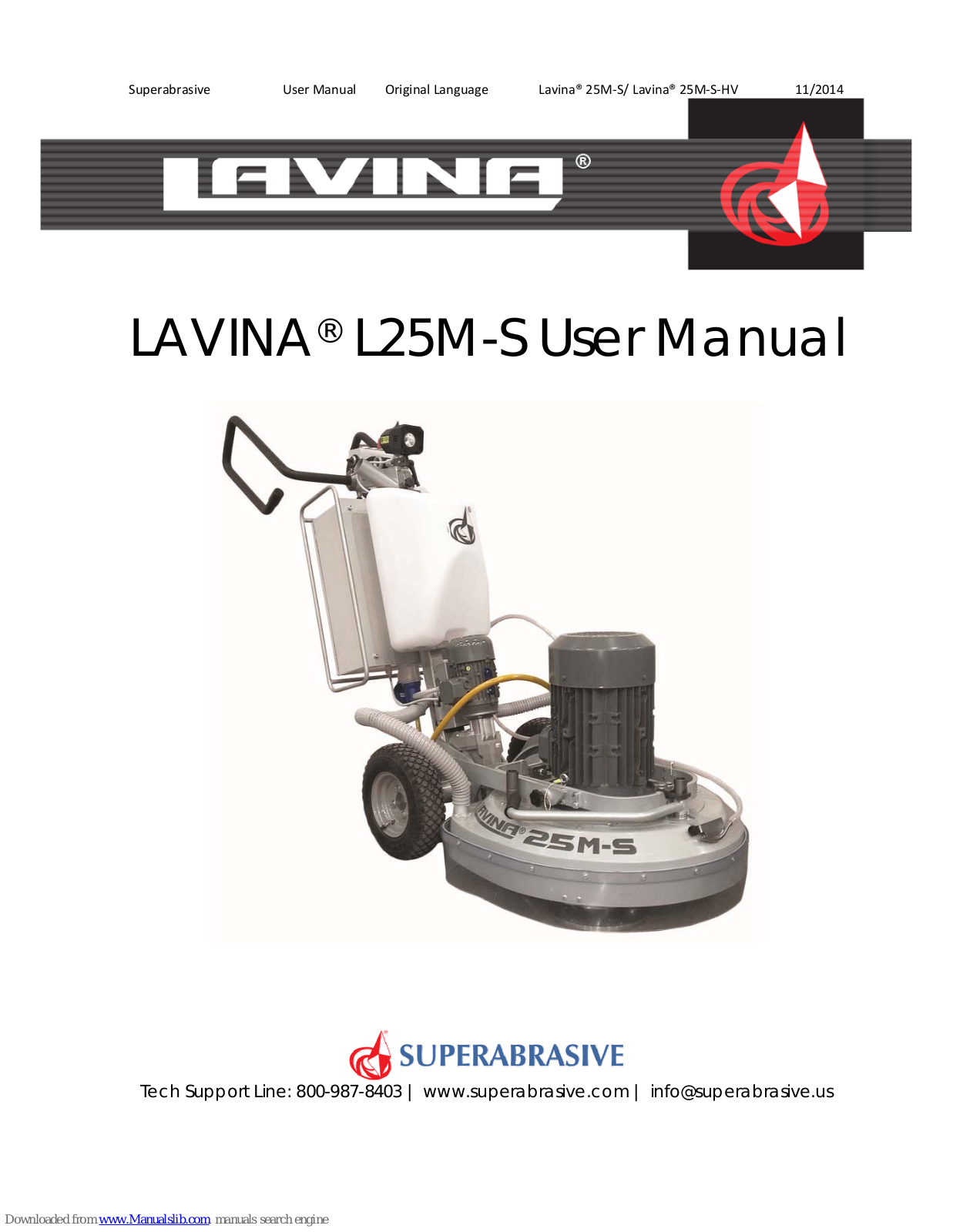 Superabrasive LAVINA L25M-S, Lavina 25M-S-HV User Manual - ManualMachine.com