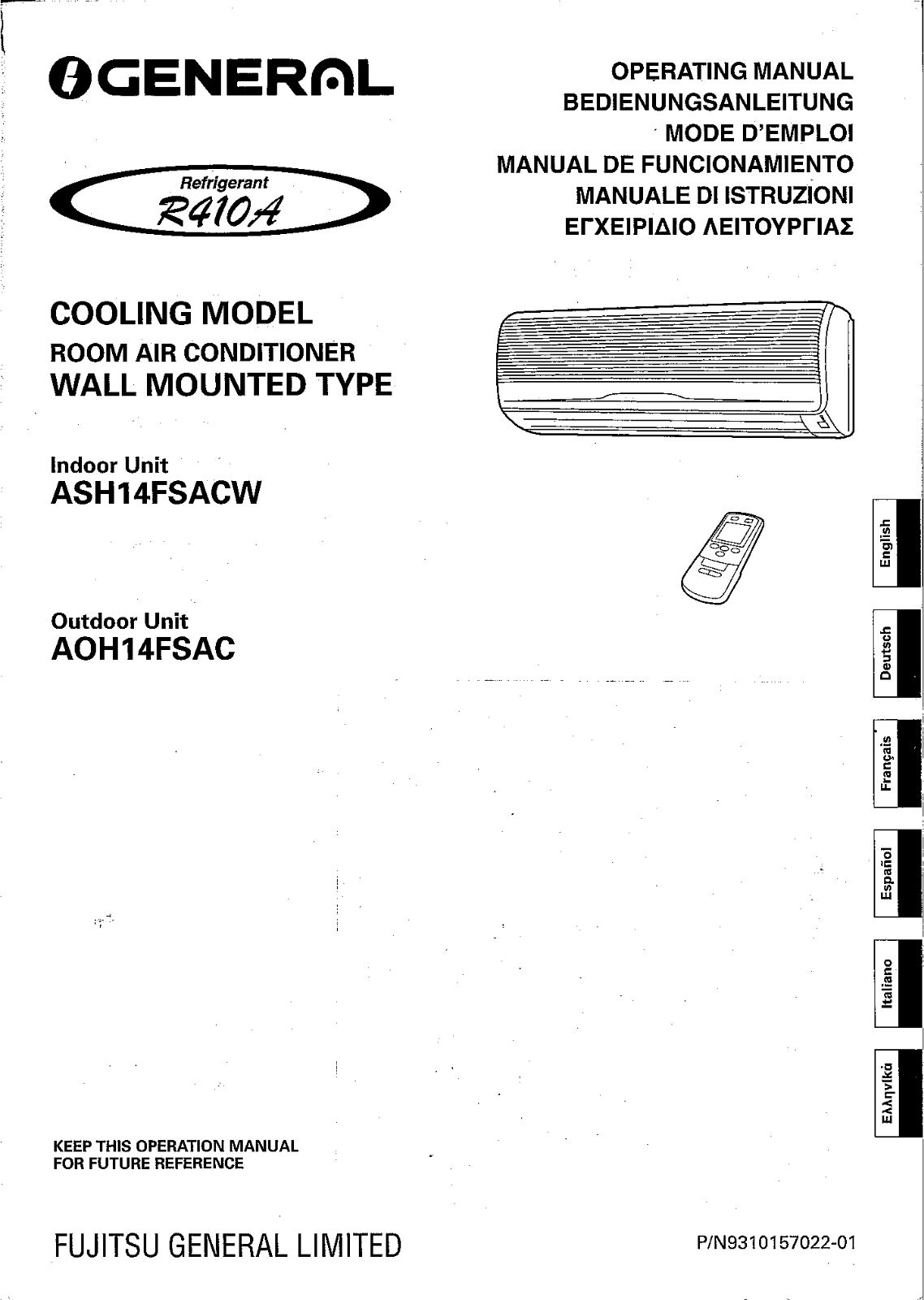 General ASH14FA, ASH14FSACW, AOH14FSAC User Manual