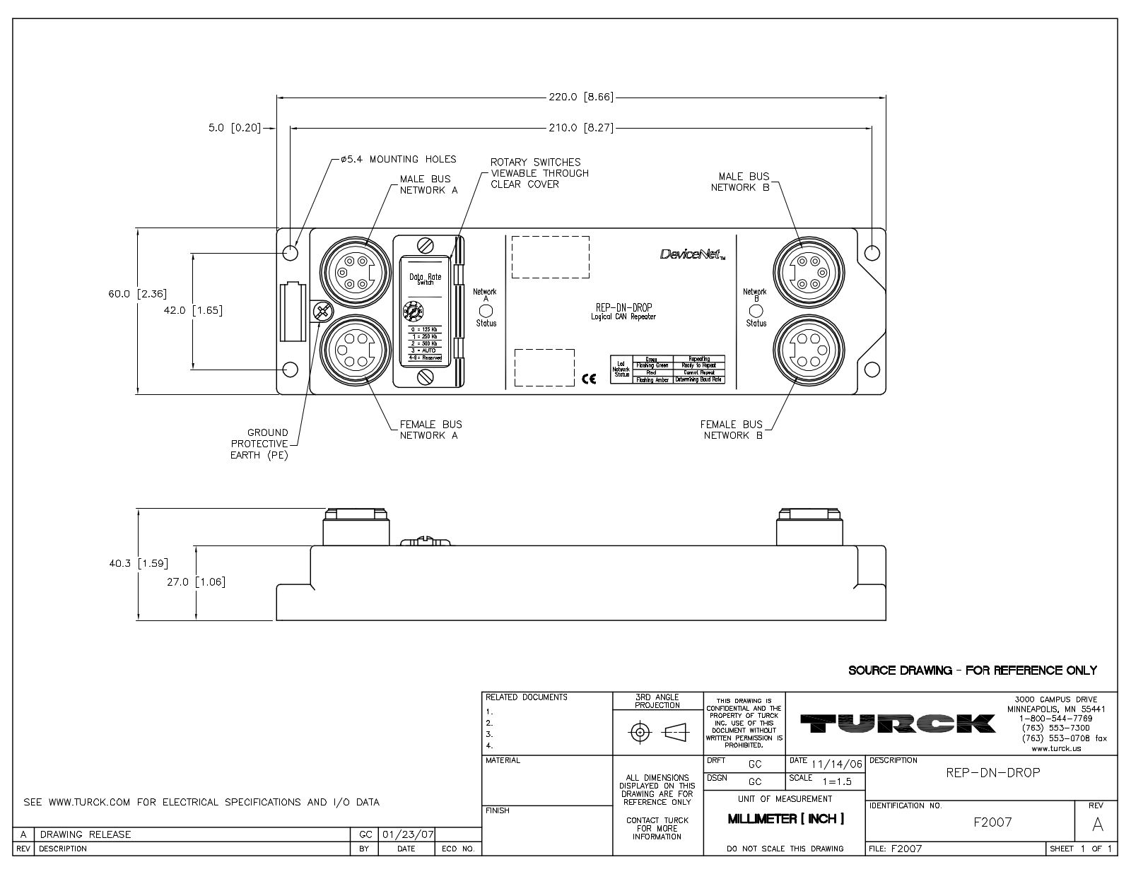 Turck REP-DN-DROP Data Sheet