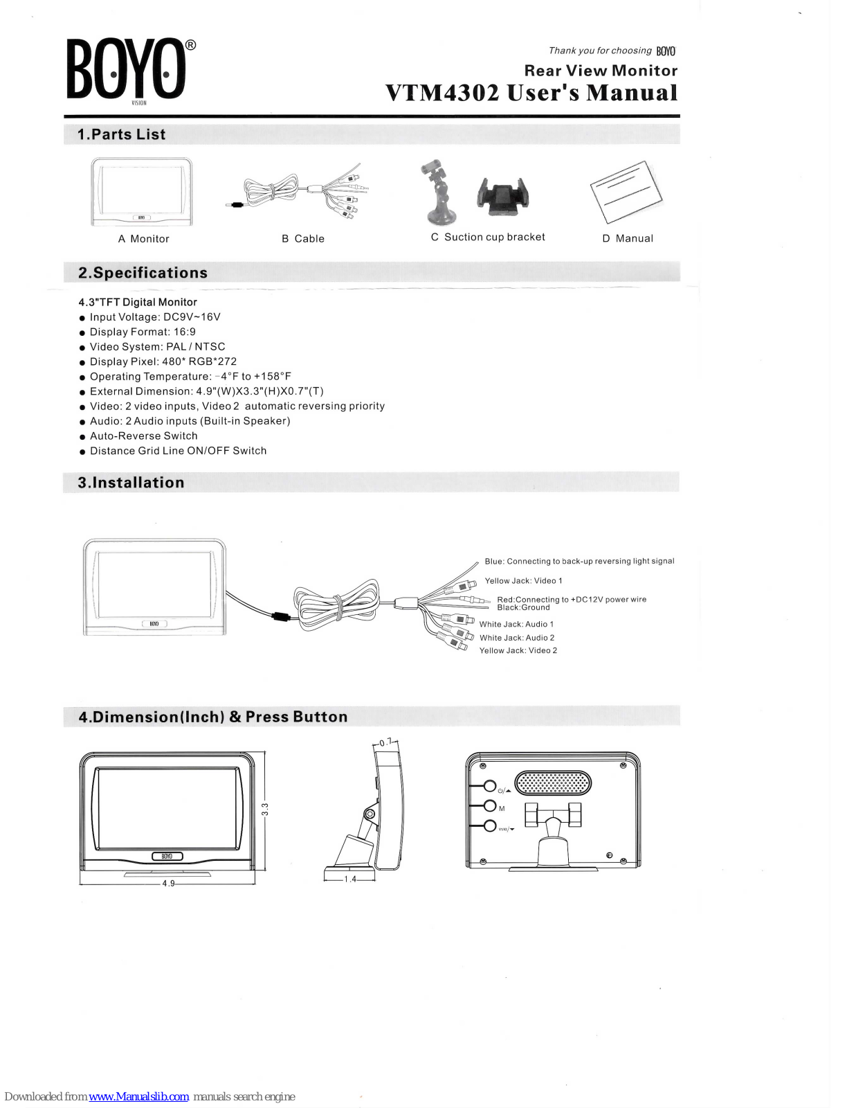 Bojo VTM4302 User Manual - ManualMachine.com
