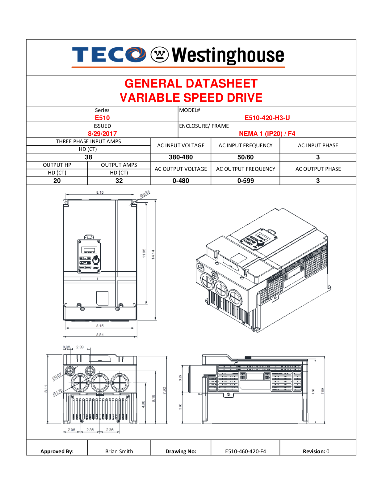 Teco E510-420-H3-U Data Sheet