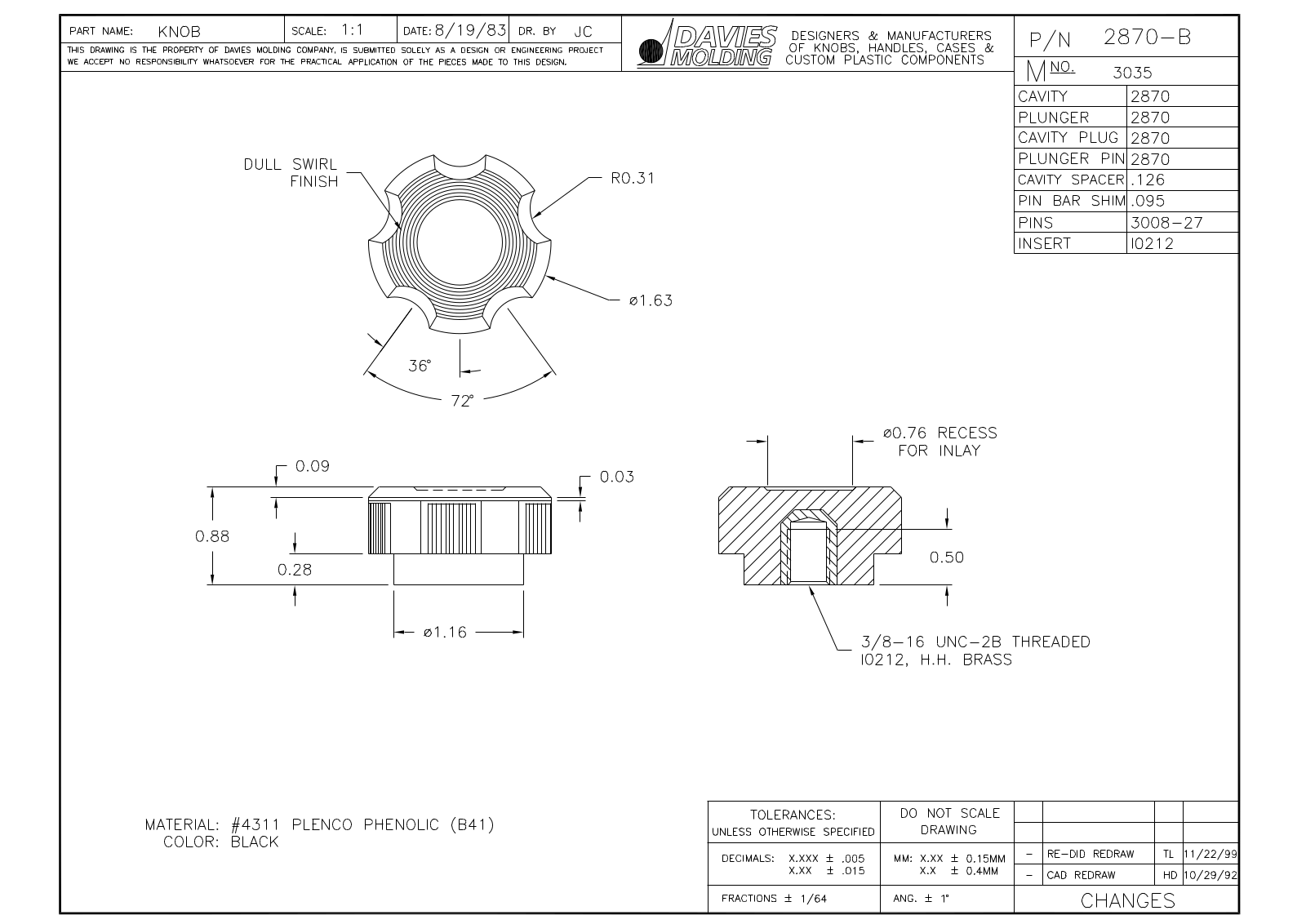 Davies Molding 2870-B Reference Drawing