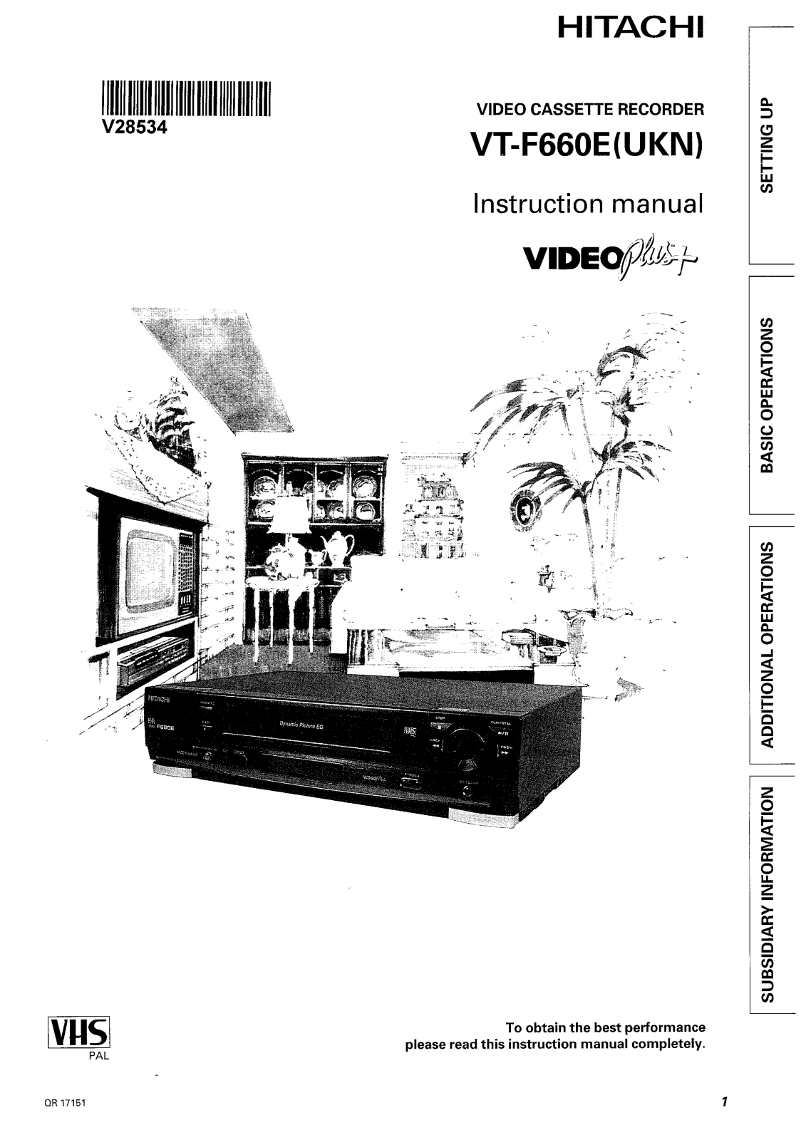 Hitachi VTF660EUKN User Manual