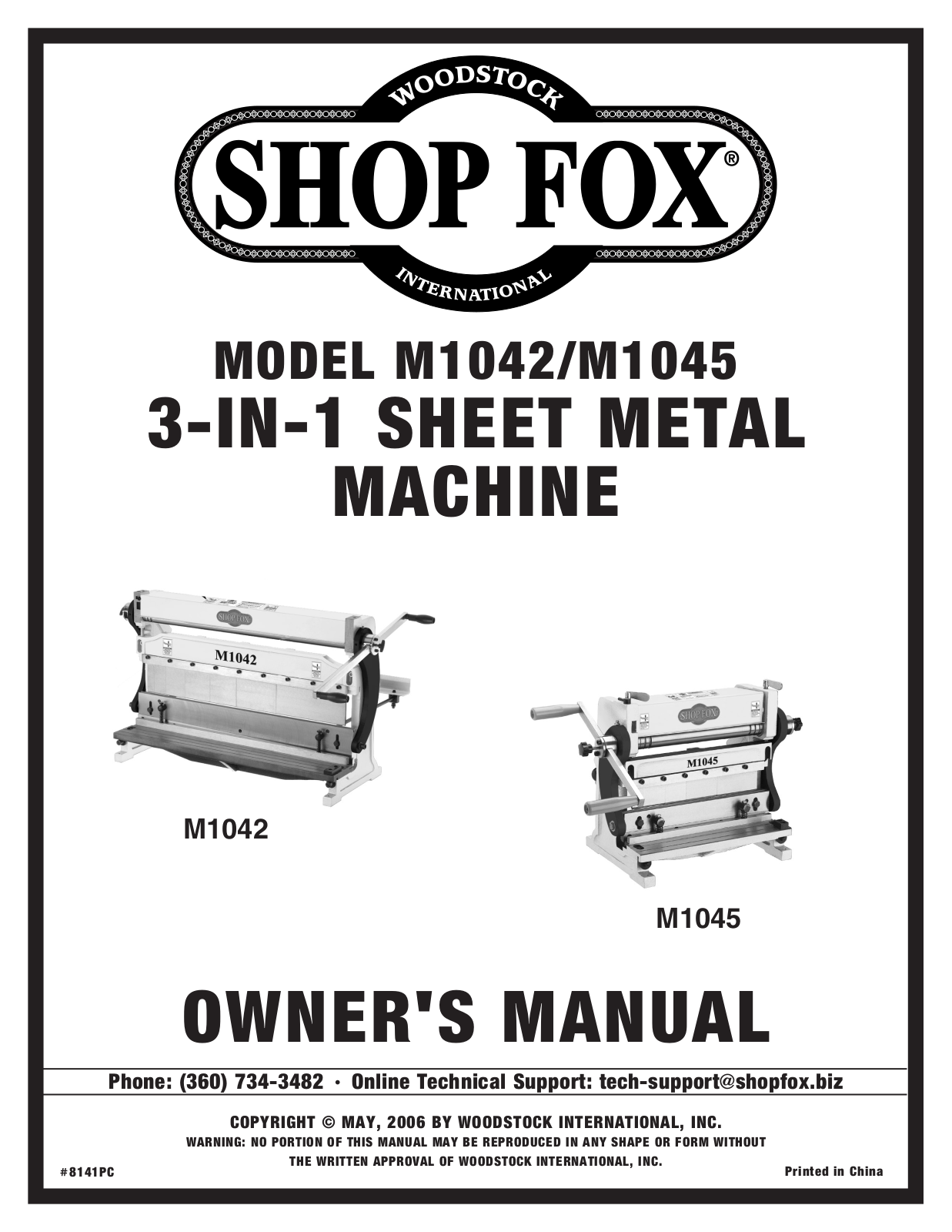 Shop fox M1045, M1042 User Manual