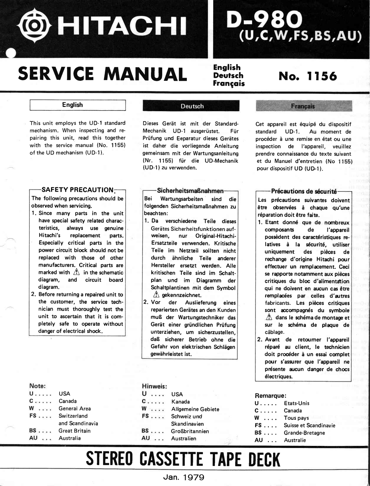 Hitachi D-980 Service manual