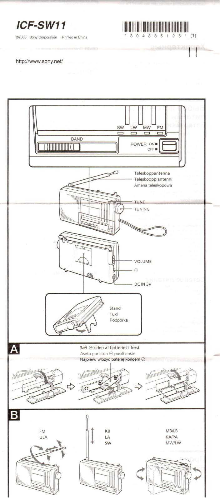 Sony ICF-SW11 User Manual