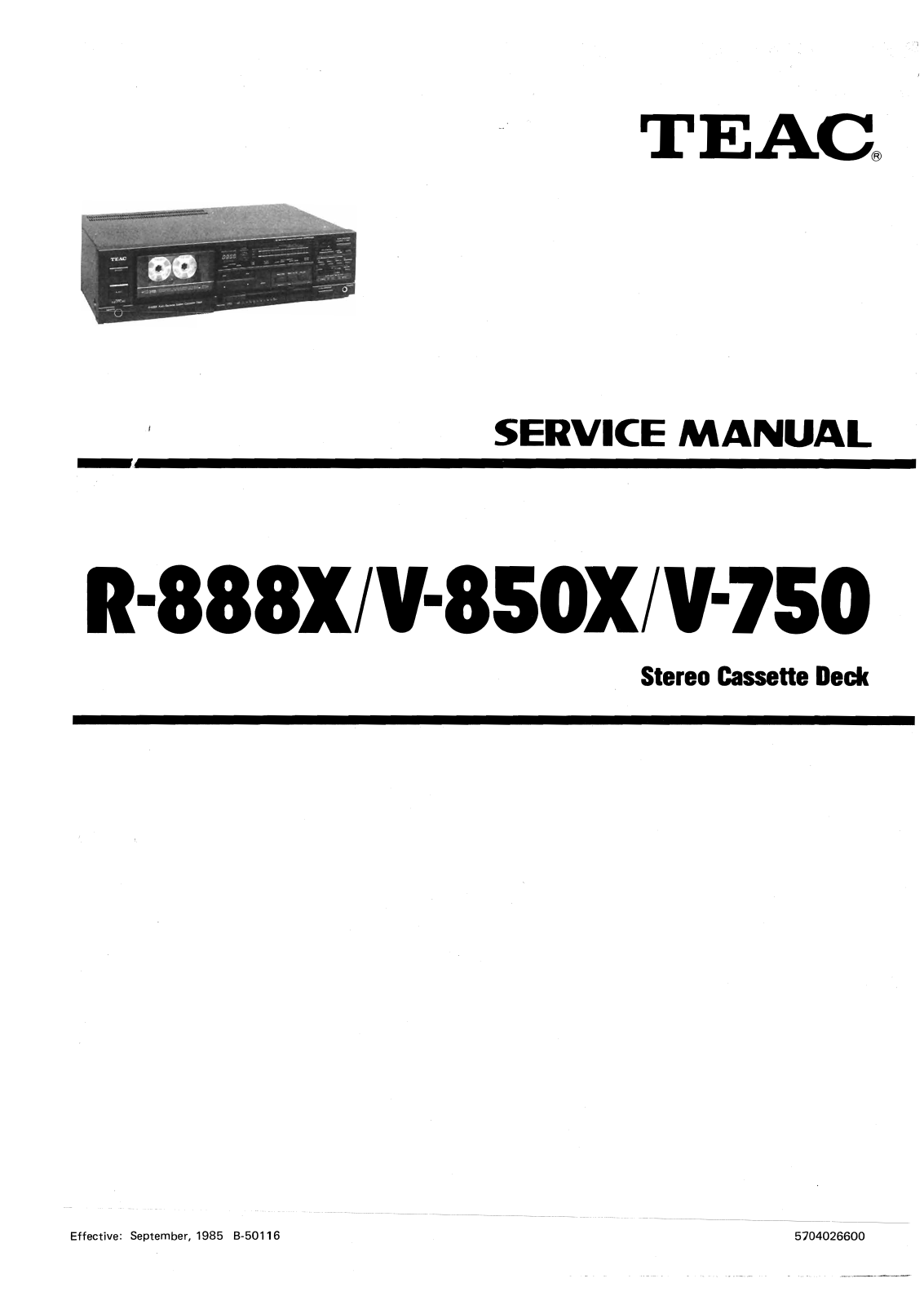 Teac V-850-X, V-750 Service Manual