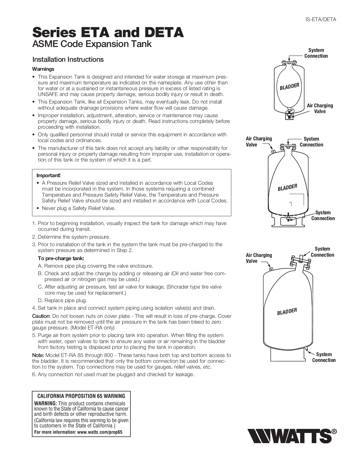 Watts DETA User Manual