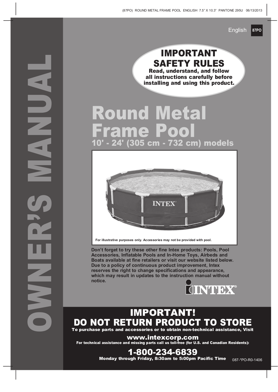 Intex 10 FT X 30 IN METAL FRAME POOL User Manual