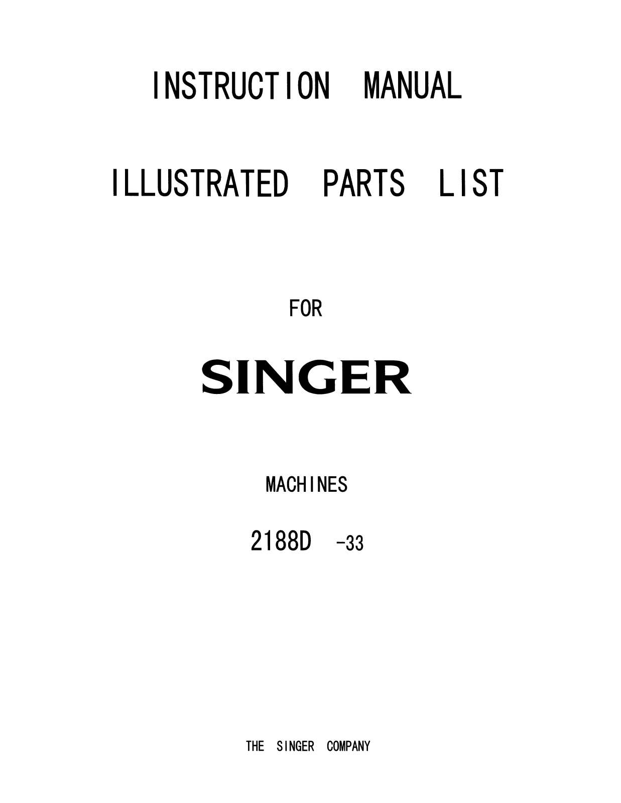 Singer 2188D-33 User Manual