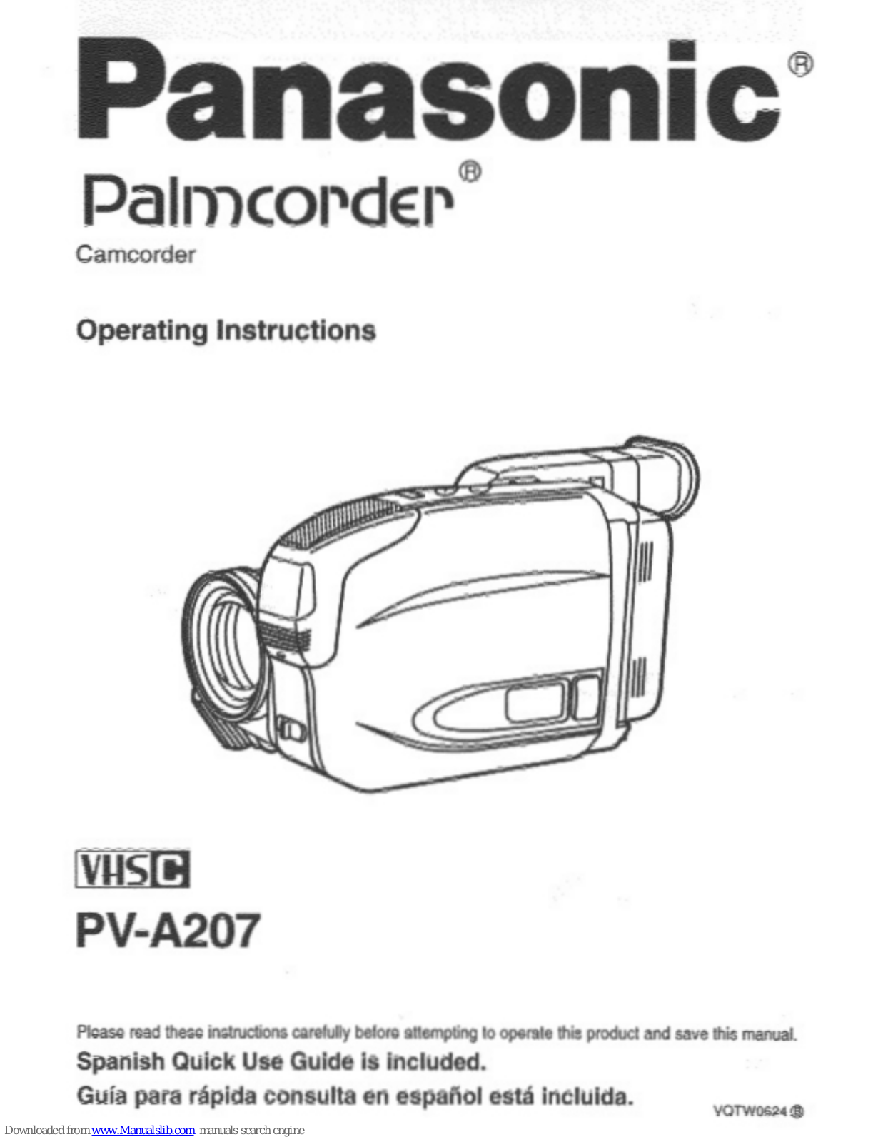 Panasonic Palmcorder PV-A207, PVA207D - VHS-C CAMCORDER User Manual