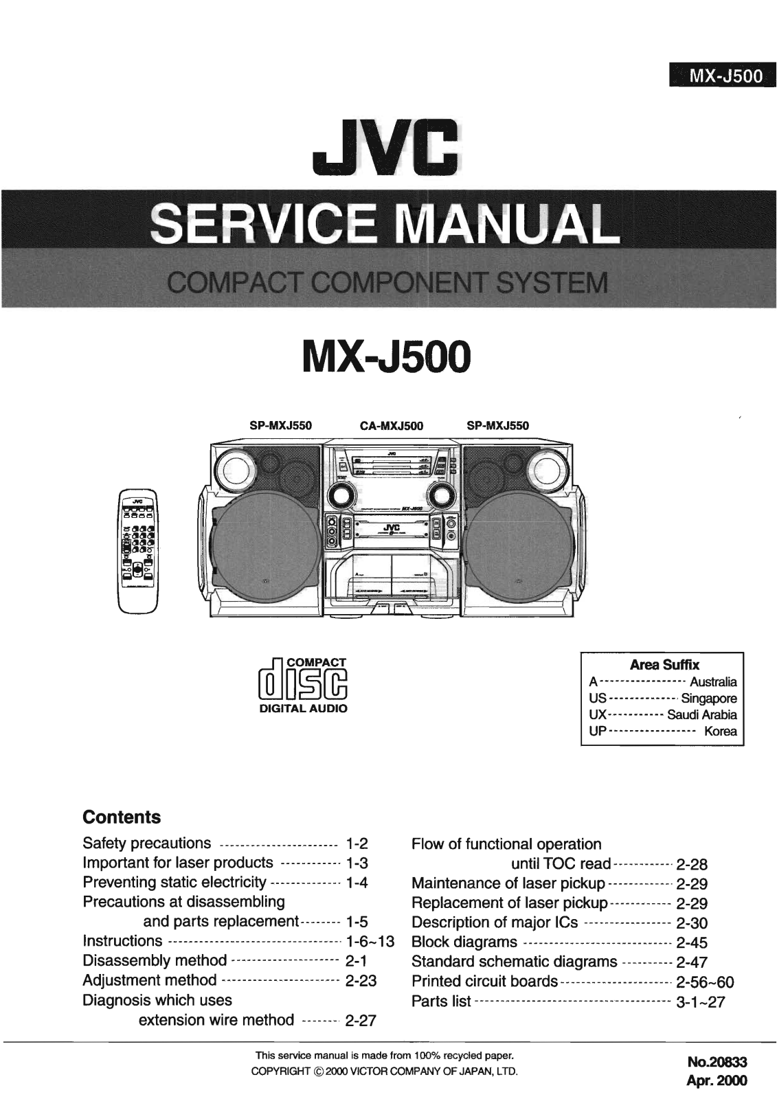 Jvc MX-J500 Service Manual