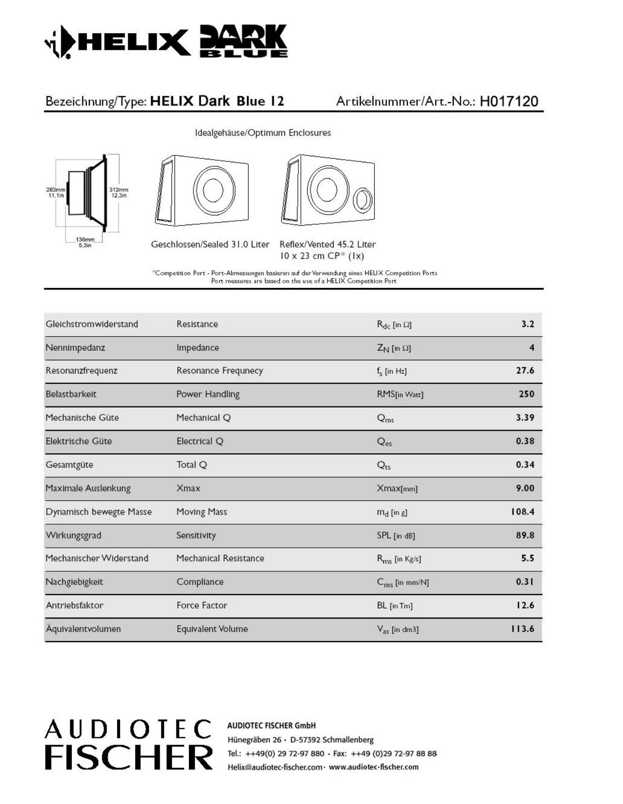 Helix DARK BLUE 12 DATASHEET