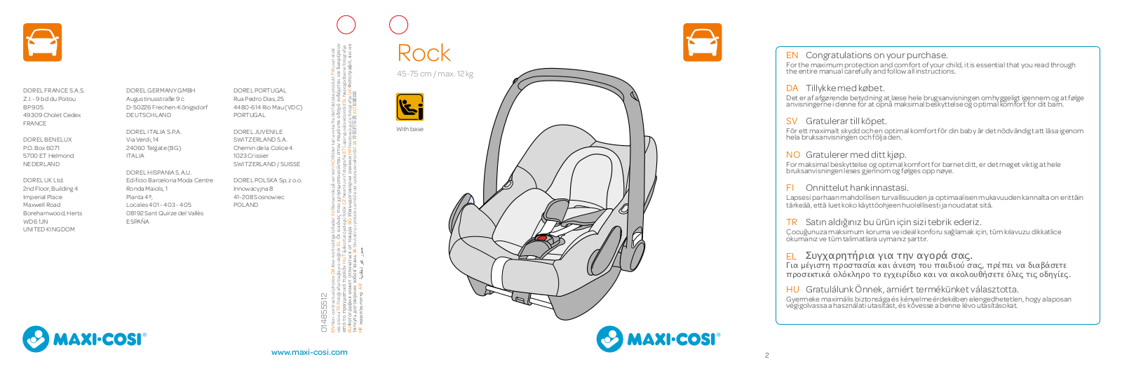 Maxi-Cosi Rock Instruction manual