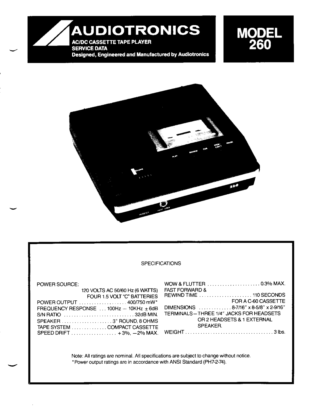 Audiotronics 260 User Manual - ManualMachine.com
