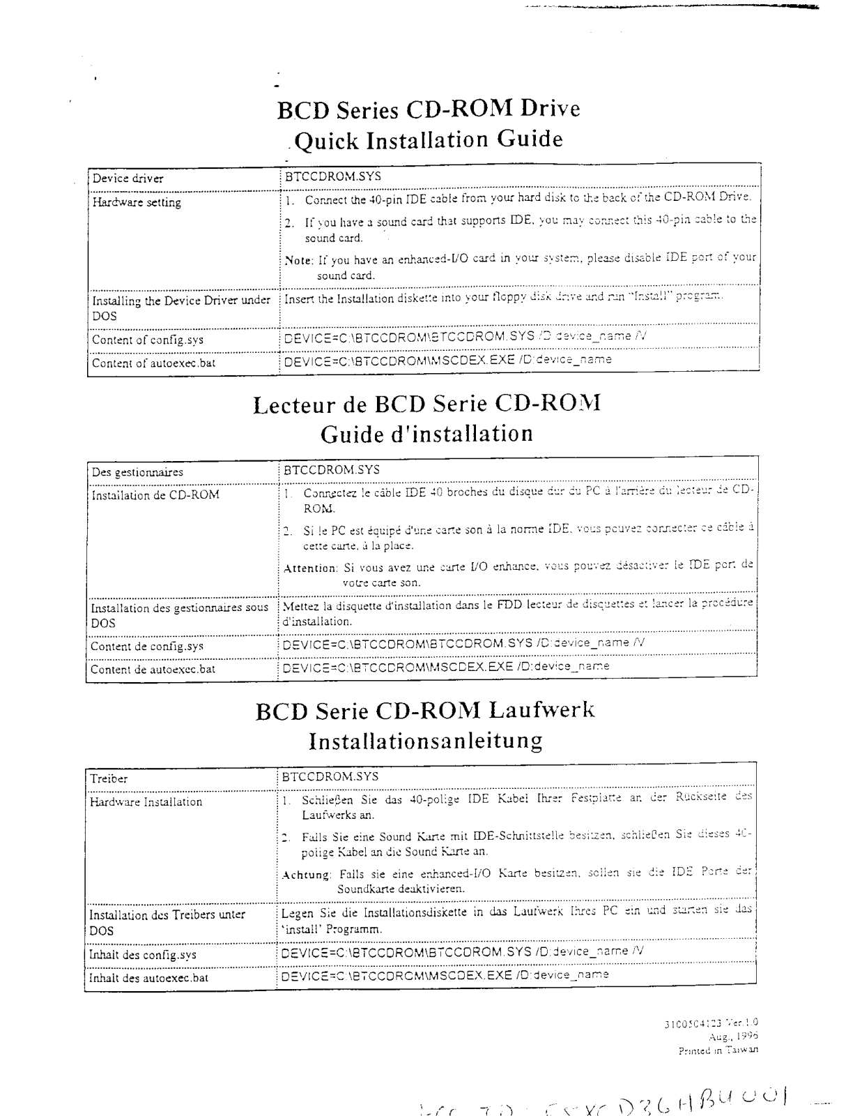 Behavior Tech Computer CD36HBU001 User Manual