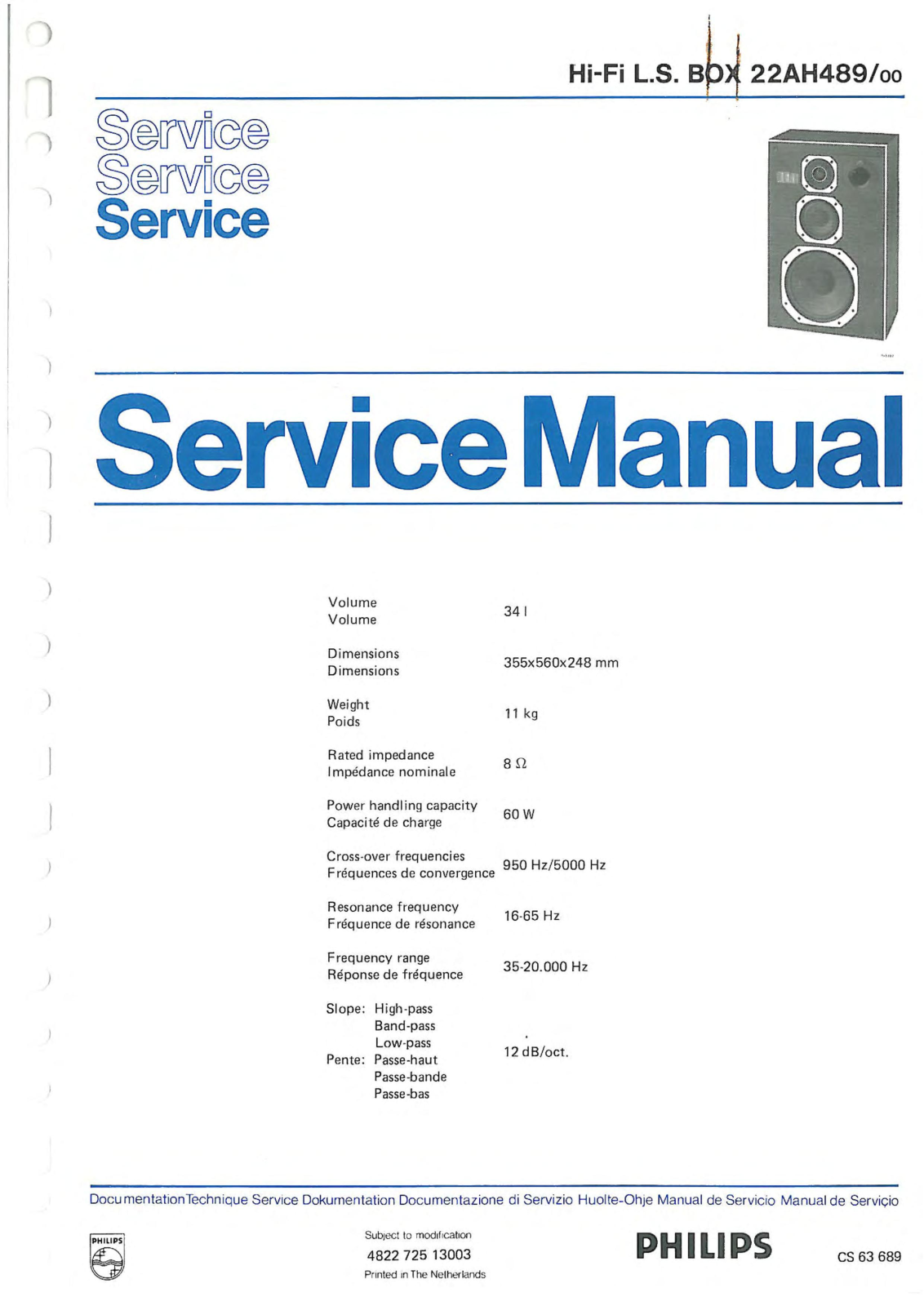 Philips 22-AH-489 Service Manual