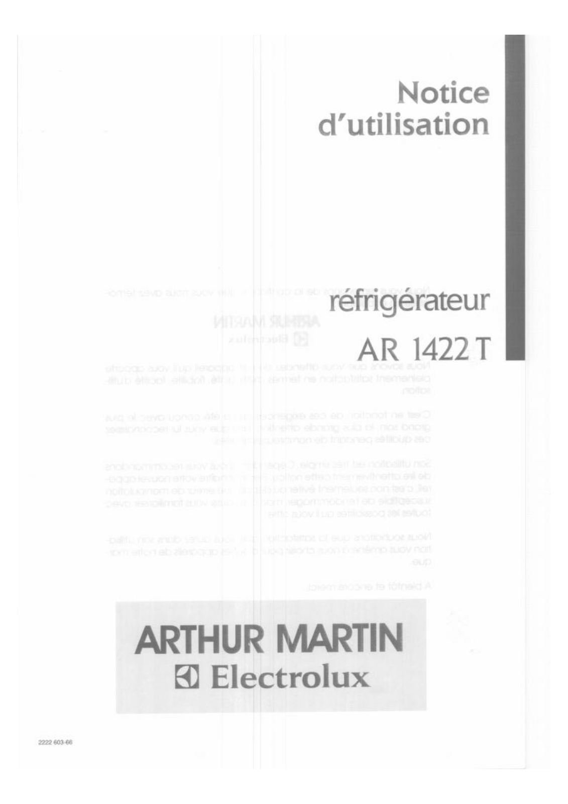 Arthur martin AR1422T User Manual