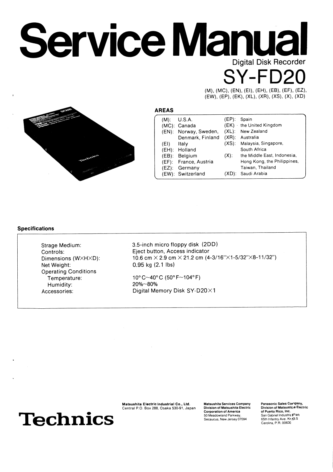 Technics SY-FD20 Service Manual