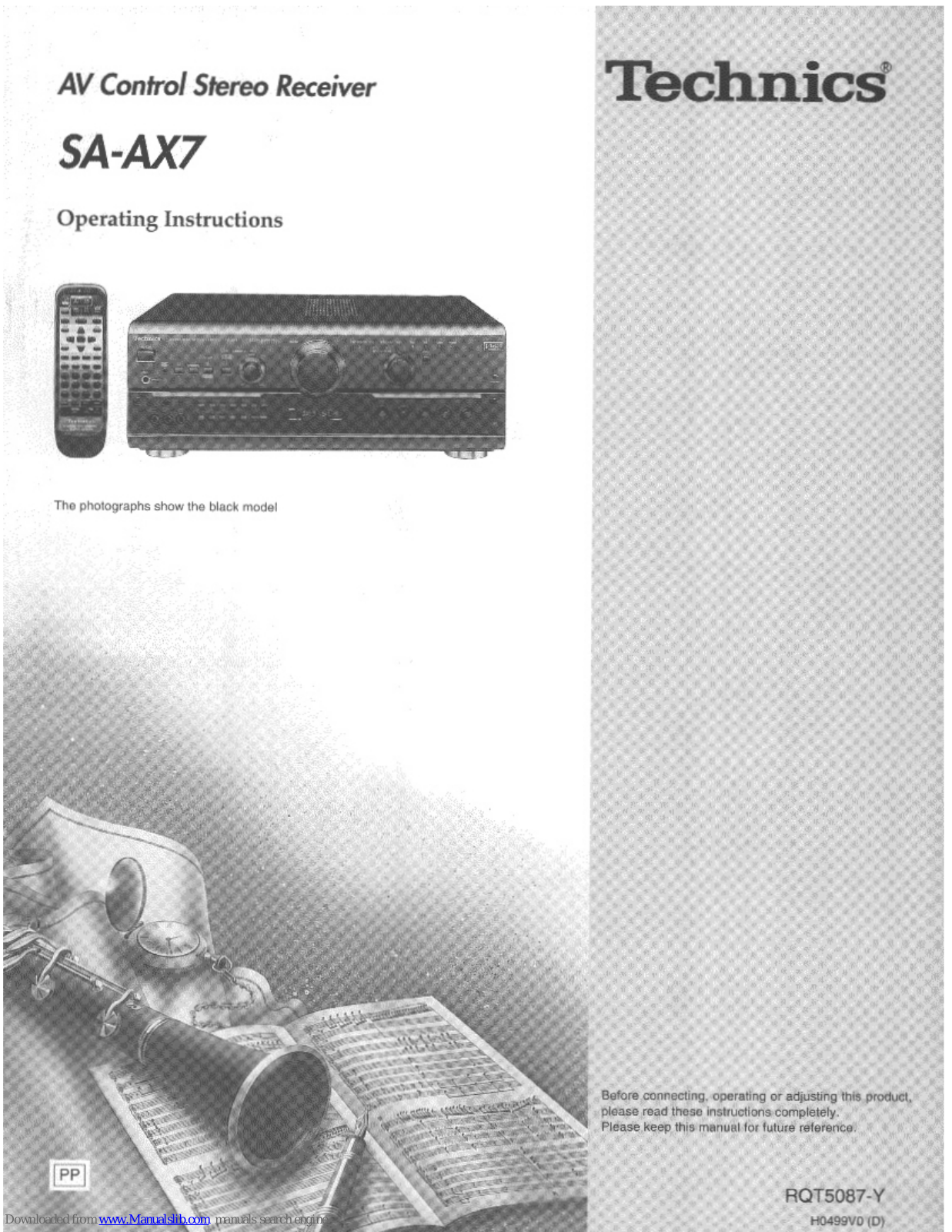 Technics RQT5087-Y, SA-AX7, SA-AX7N Operating Instructions Manual