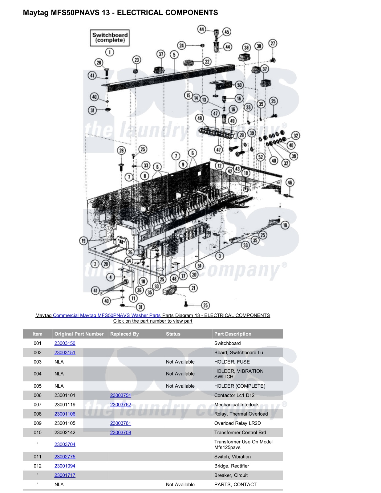 Maytag MFS50PNAVS Parts Diagram