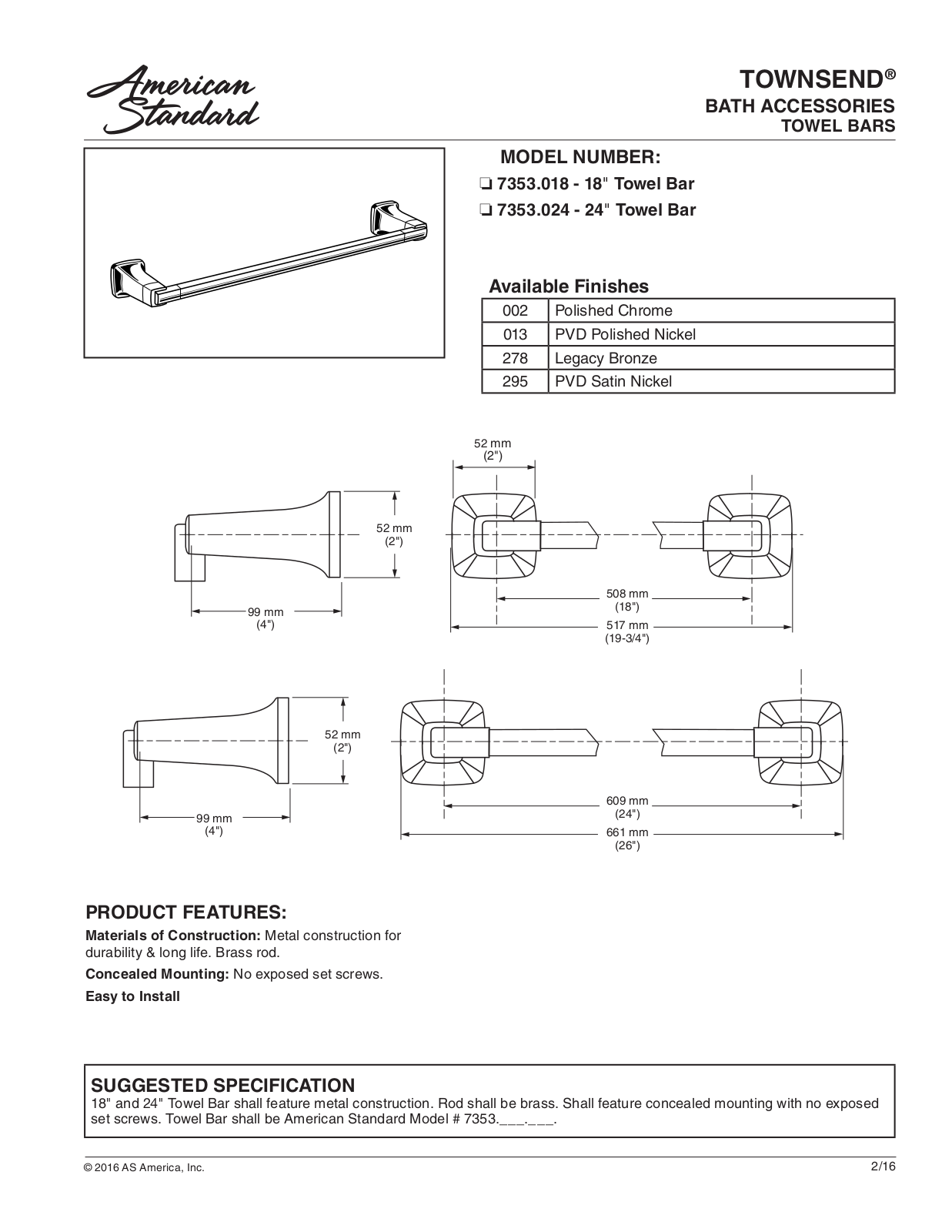 American Standard ASD9896 Specifications - ManualMachine.com