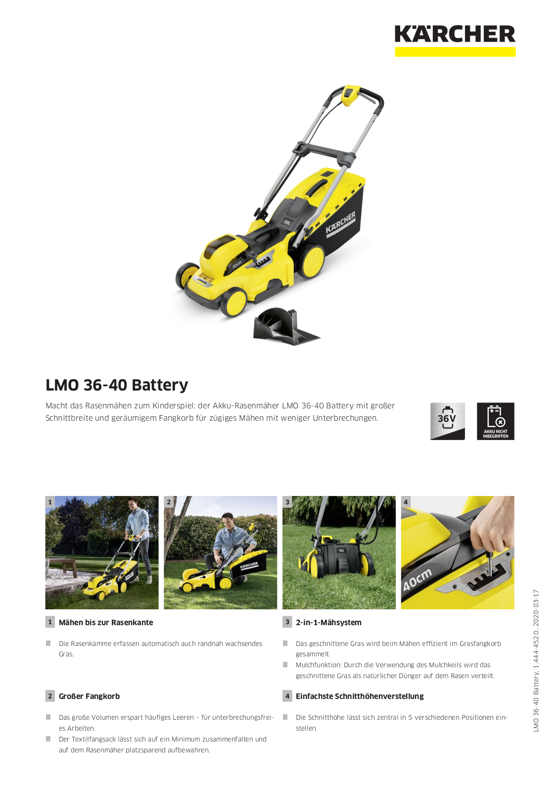 Kärcher LMO 36-40 Battery User Manual