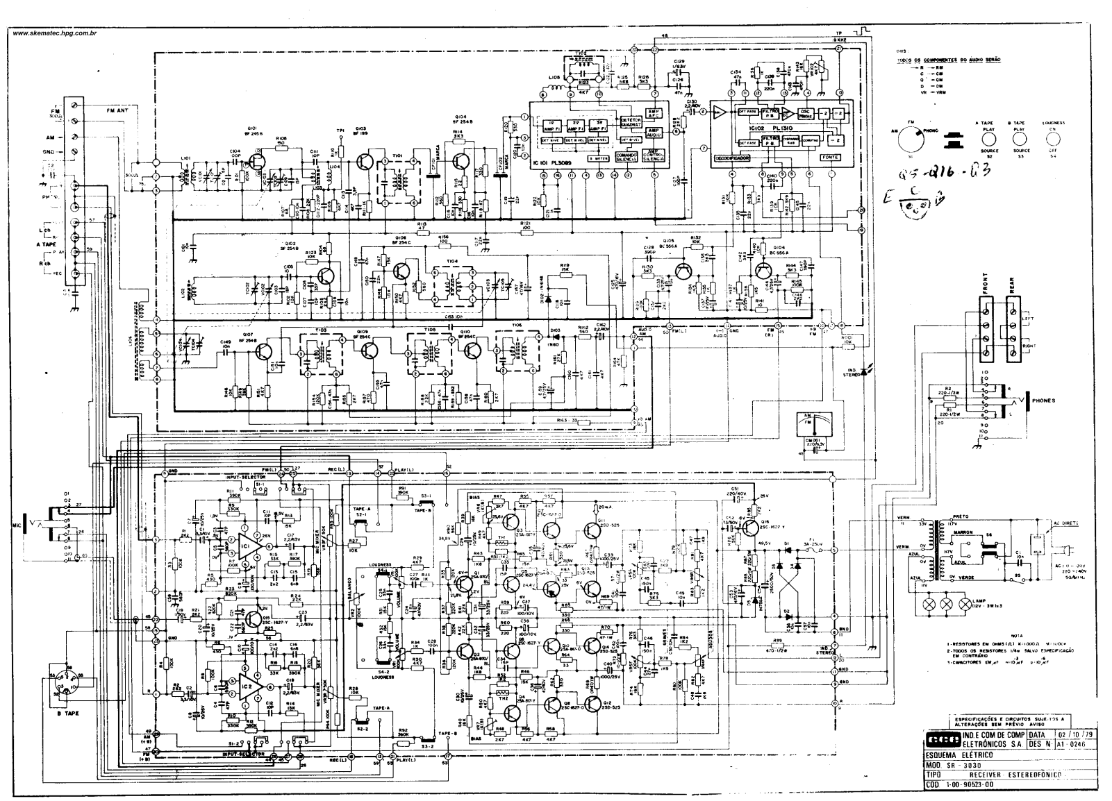 CCE SR3030 Schematic